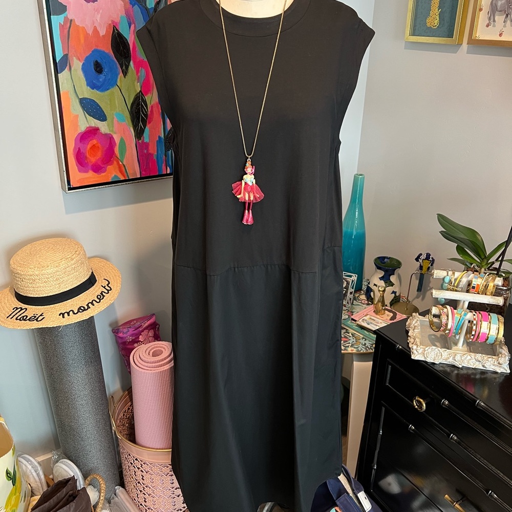 COS Black Sleeveless A-Line Midi w/ Pockets, Sz. S